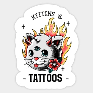 Kittens and Tattoos White Sticker